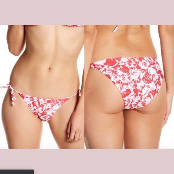 NEW $95 Onia Kate String Tie Floral Bikini Bottoms in Hibiscus [ SZ Large ]‎ - Picture 1 of 10